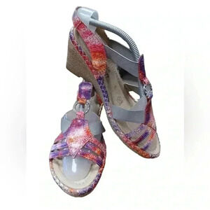 Remonte Metallic Espadrilles Wedge  Sling Back Sandals Size 38